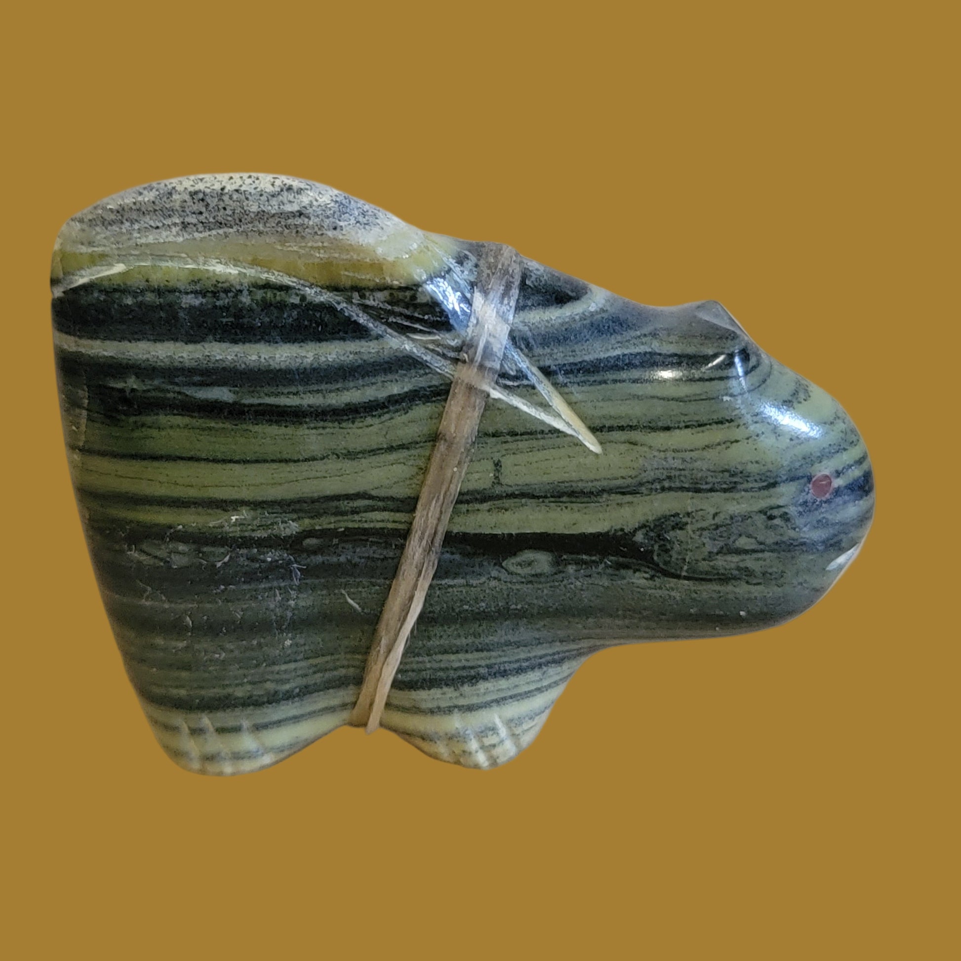 Serpentine Mountain Lion w/Brilliant Spiny Oyster Arrowhead Side Pack Zuni Fetish