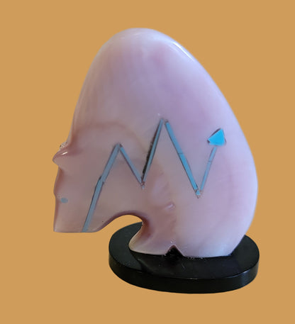 Elegant Pink Mussel Shell "Bearden" Bear/Maiden Zuni Fetish