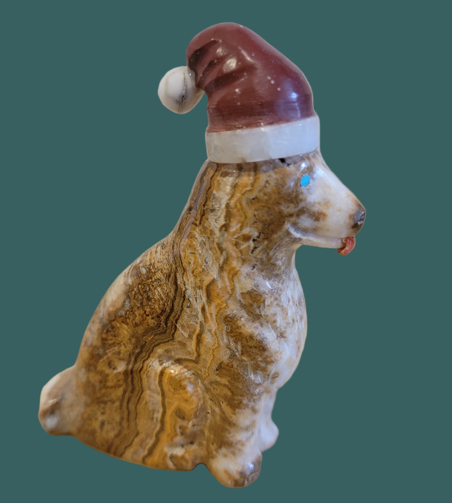 Adorable Onyx Santa Pup/Dog Zuni Fetish