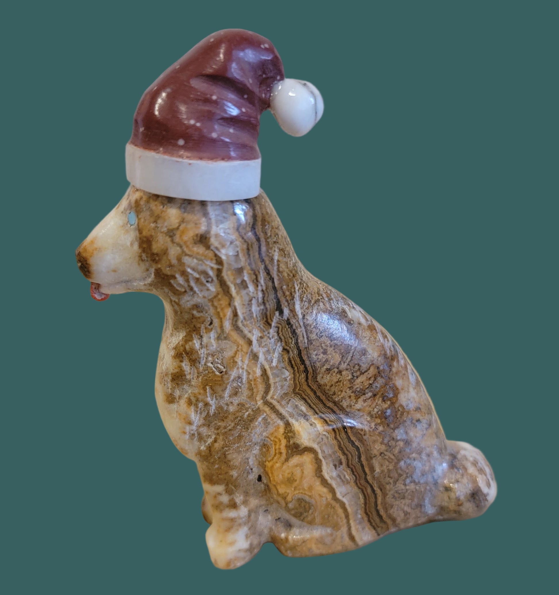 Adorable Onyx Santa Pup/Dog Zuni Fetish