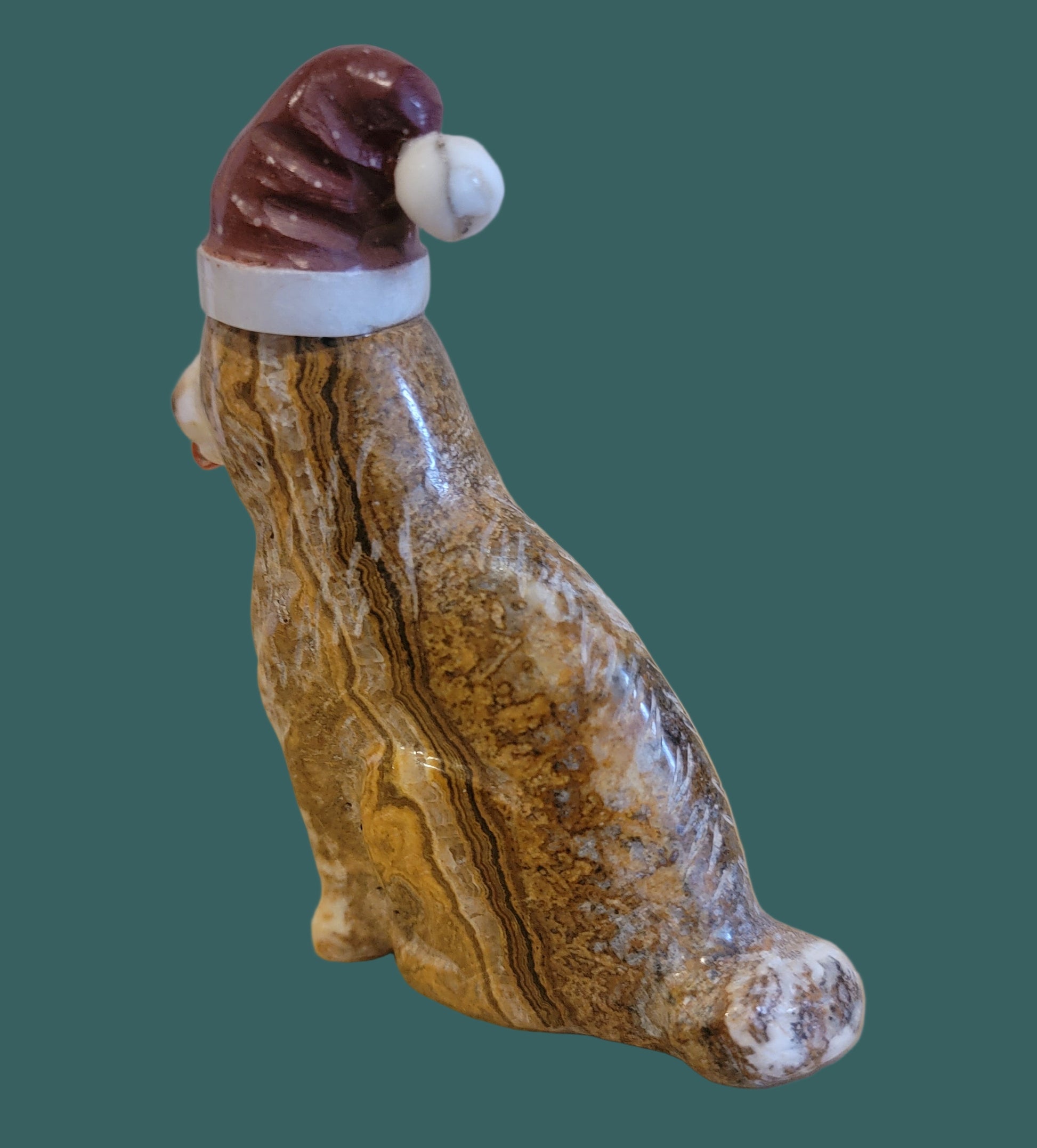 Adorable Onyx Santa Pup/Dog Zuni Fetish