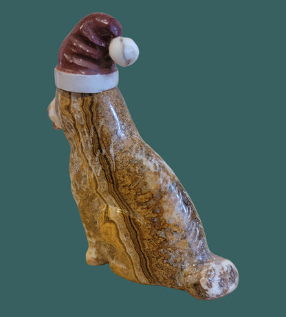 Adorable Onyx Santa Pup/Dog Zuni Fetish