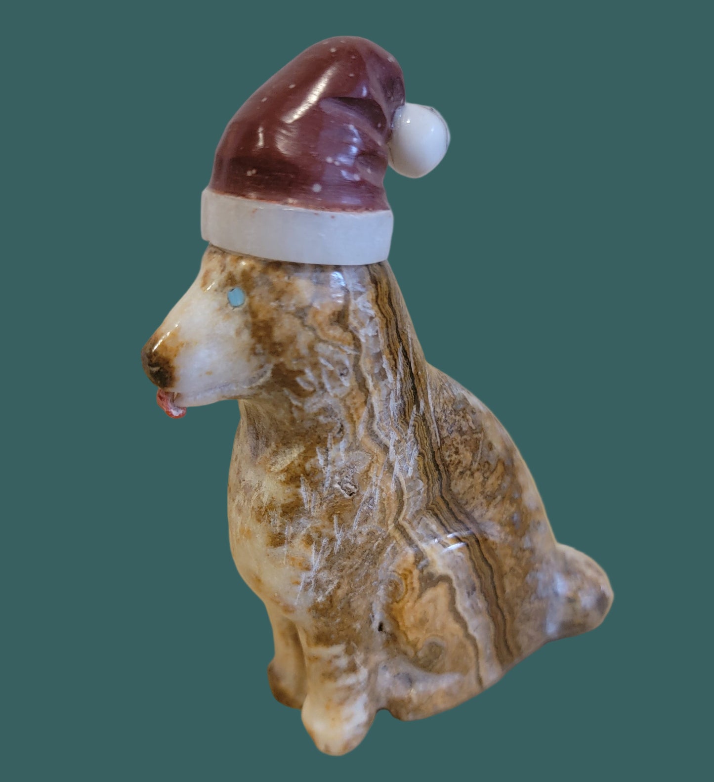 Adorable Onyx Santa Pup/Dog Zuni Fetish