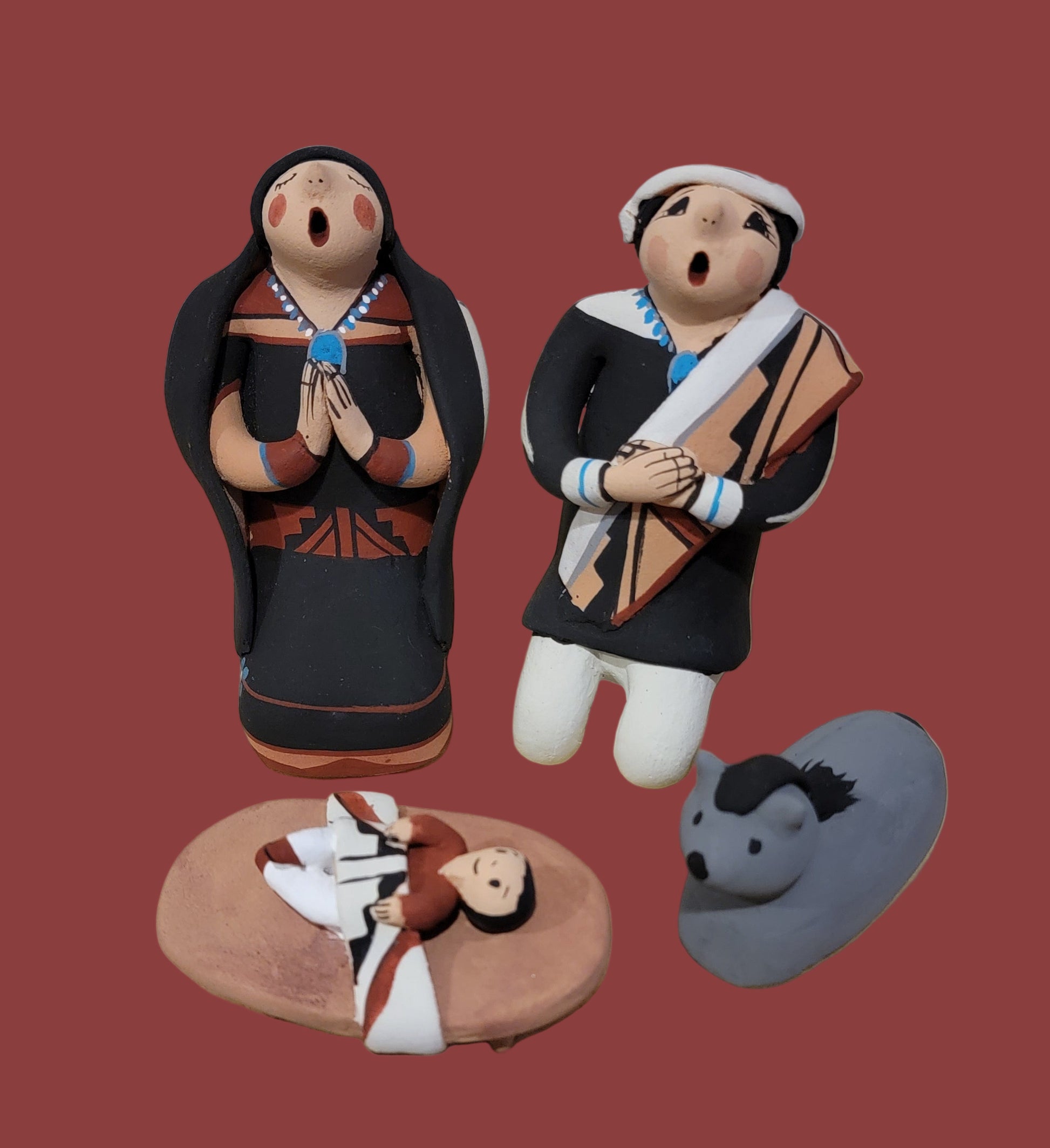 Joyce Lucero 4 Piece Jemez Pueblo Pottery Nativity Set