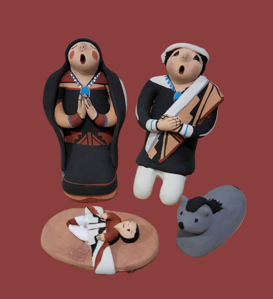 Joyce Lucero 4 Piece Jemez Pueblo Pottery Nativity Set