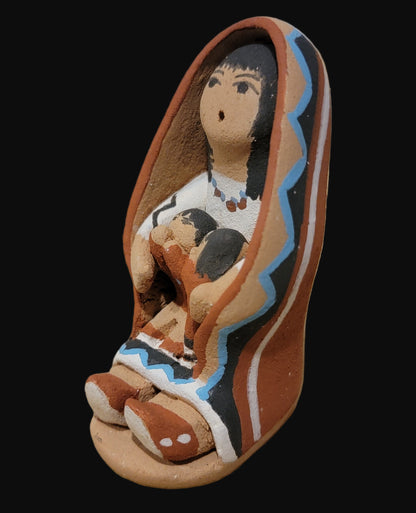 Jemez Pueblo Pottery Storyteller w/Shawl and Two Babies