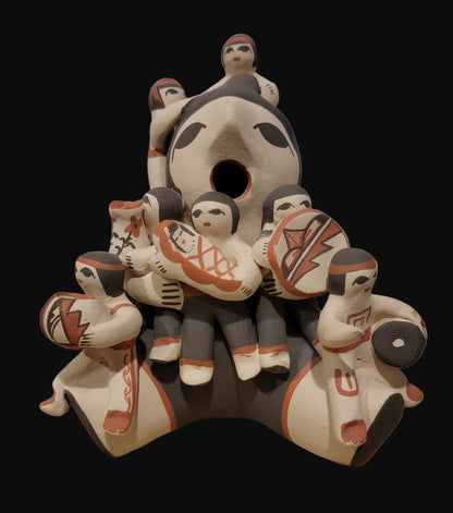 Vintage Jemez Pueblo Pottery Storyteller w/ 7 Children, Papoose, Drums, Pottery Bowls, Vases and More!