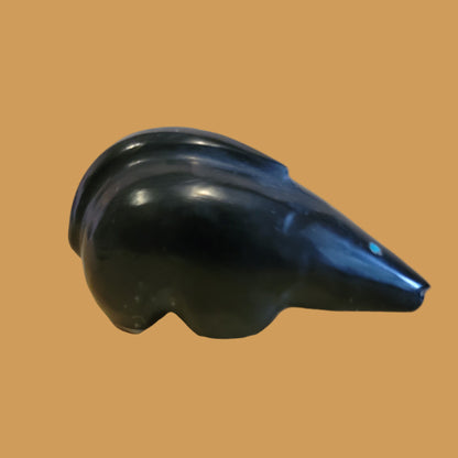 Black Jet Mole w/ Pink Mussel Shell Soles Zuni Fetish