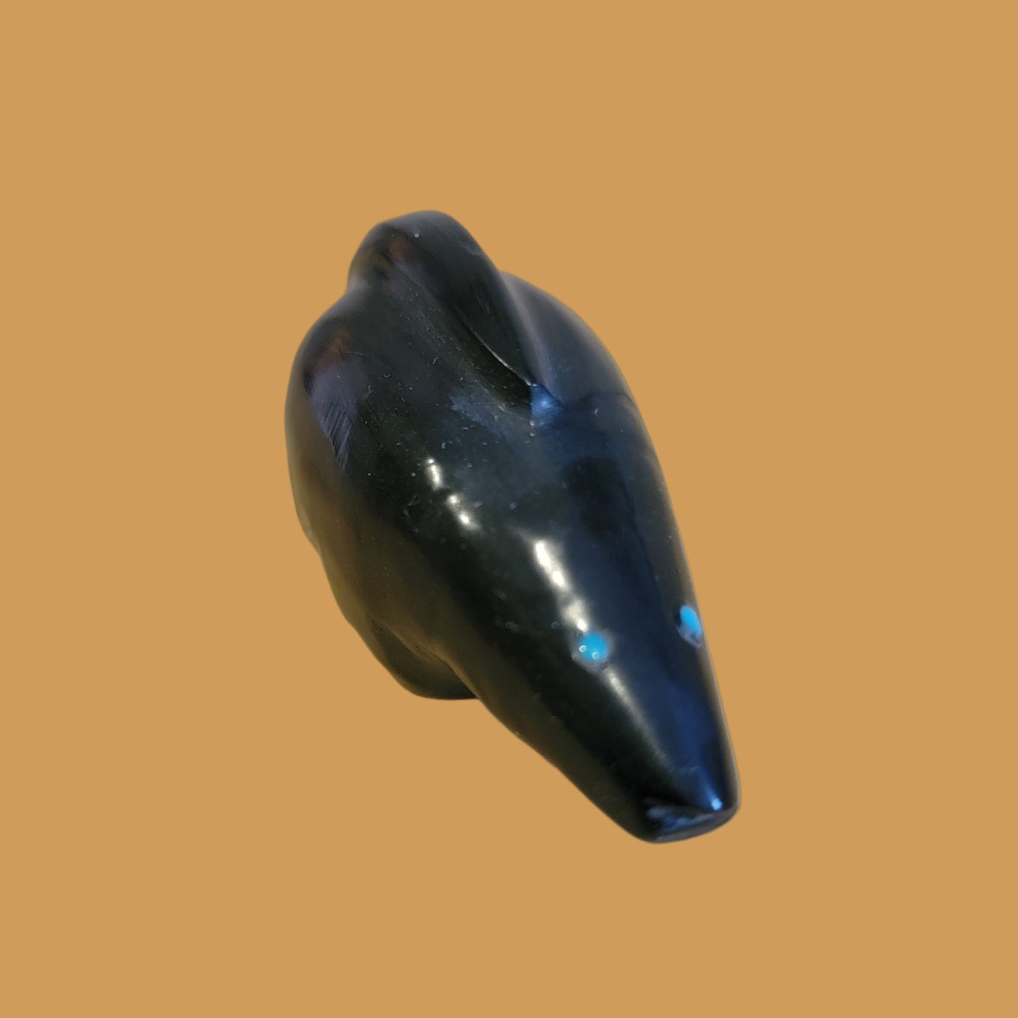 Black Jet Mole w/ Pink Mussel Shell Soles Zuni Fetish
