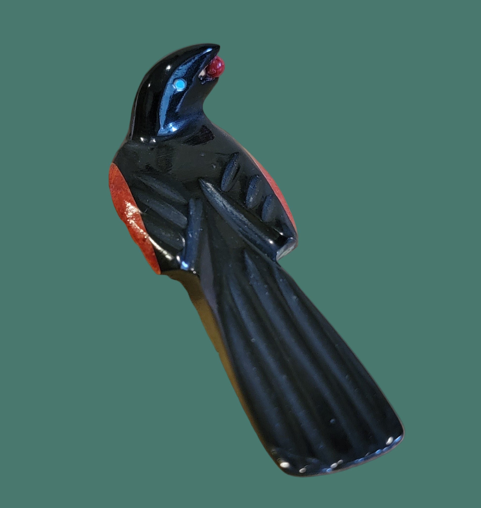 Christmas Magpie w/Holly Berry Zuni Fetish