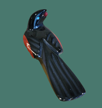 Christmas Magpie w/Holly Berry Zuni Fetish