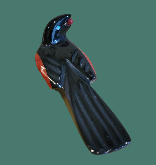 Christmas Magpie w/Holly Berry Zuni Fetish