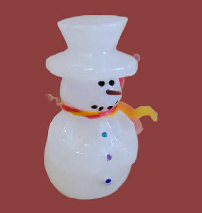 Alabaster Snowman w/ Tophat and "Carrot" Nose Zuni Fetish