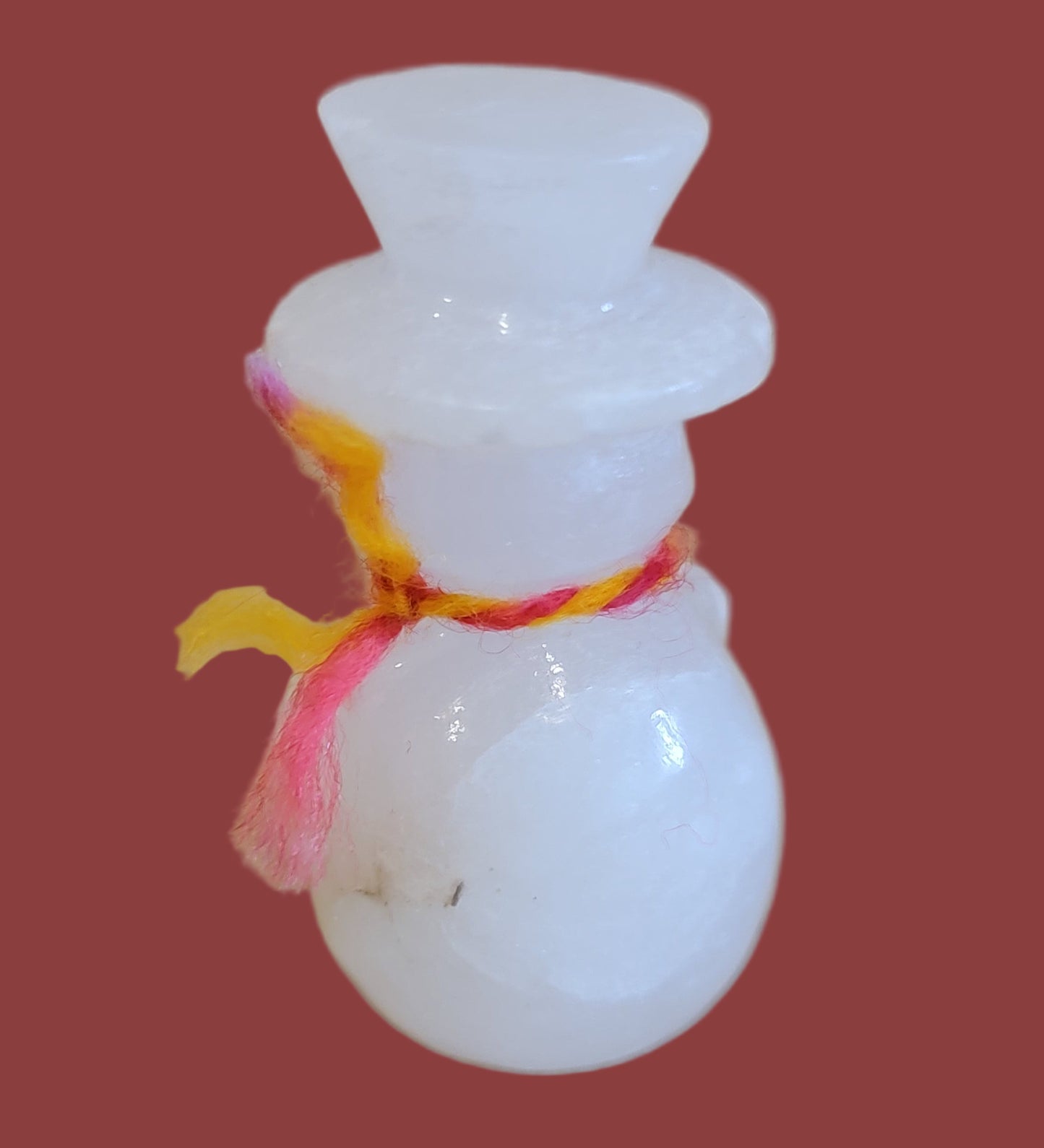 Alabaster Snowman w/ Tophat and "Carrot" Nose Zuni Fetish
