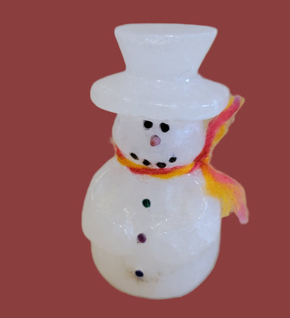 Alabaster Snowman w/ Tophat and "Carrot" Nose Zuni Fetish