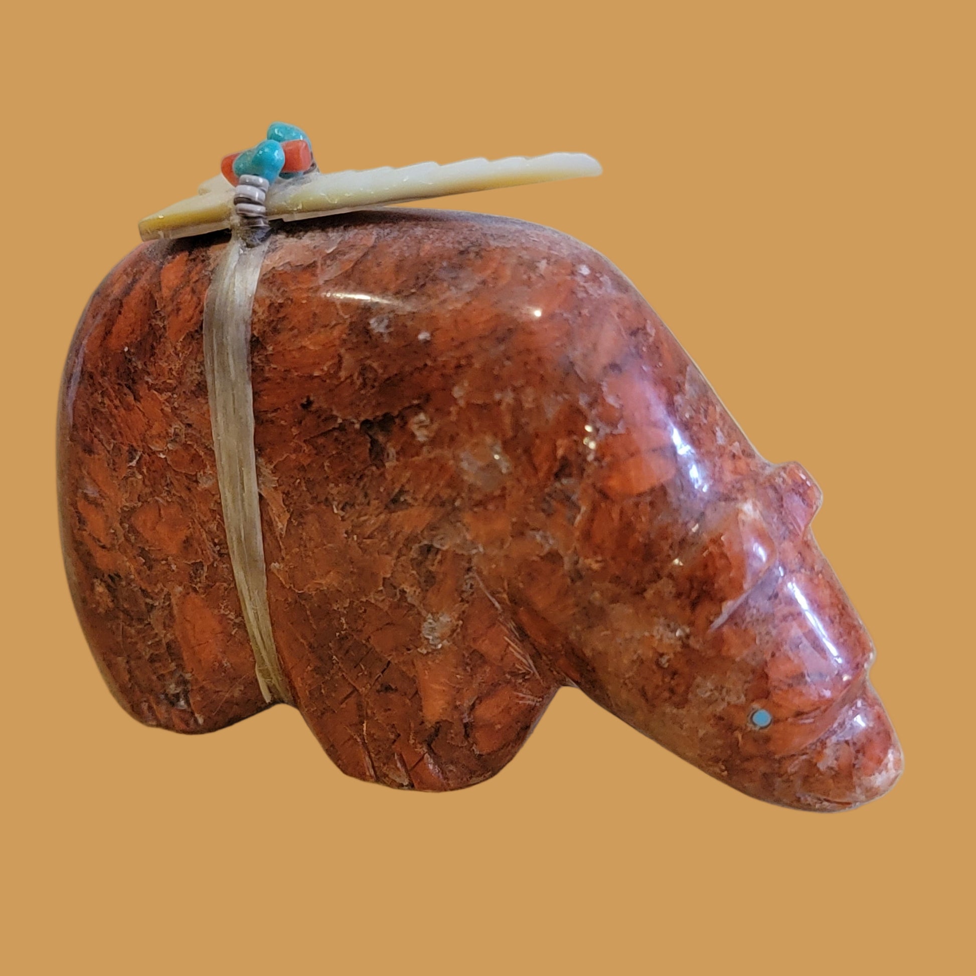 Large and Powerful Red Jasper Grizzly Bear Zuni Fetish