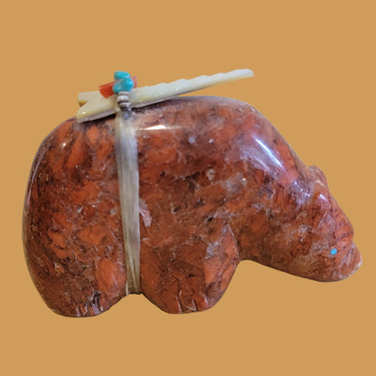 Large and Powerful Red Jasper Grizzly Bear Zuni Fetish