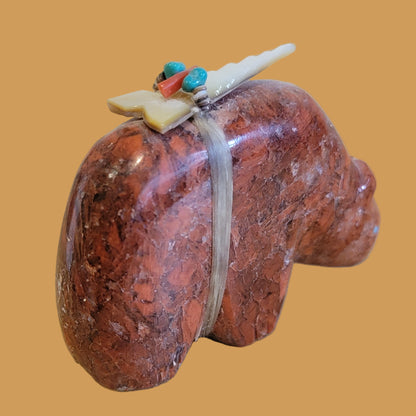Large and Powerful Red Jasper Grizzly Bear Zuni Fetish