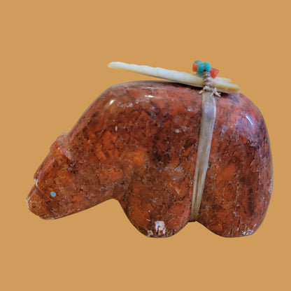 Large and Powerful Red Jasper Grizzly Bear Zuni Fetish