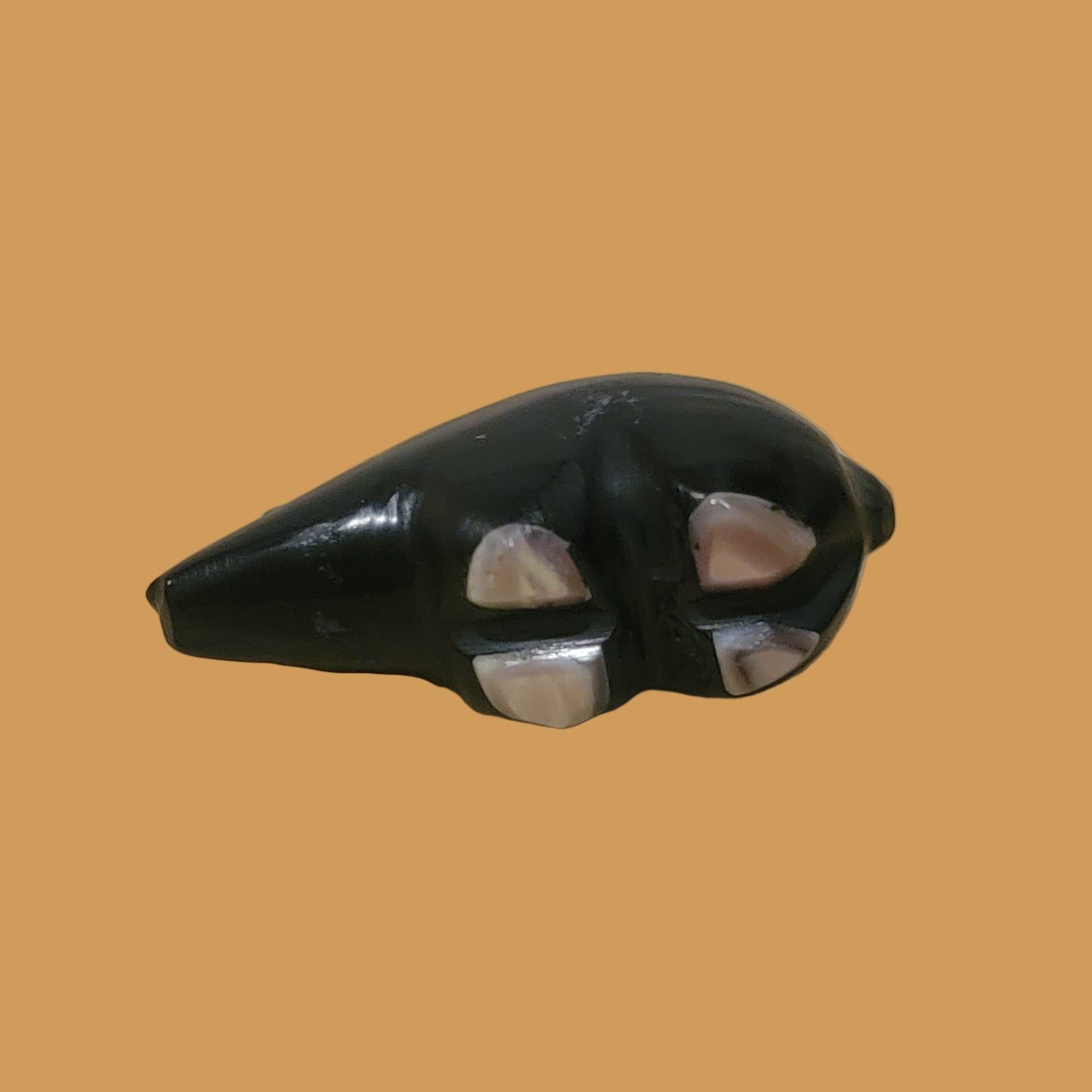Black Jet Mole w/ Pink Mussel Shell Soles Zuni Fetish
