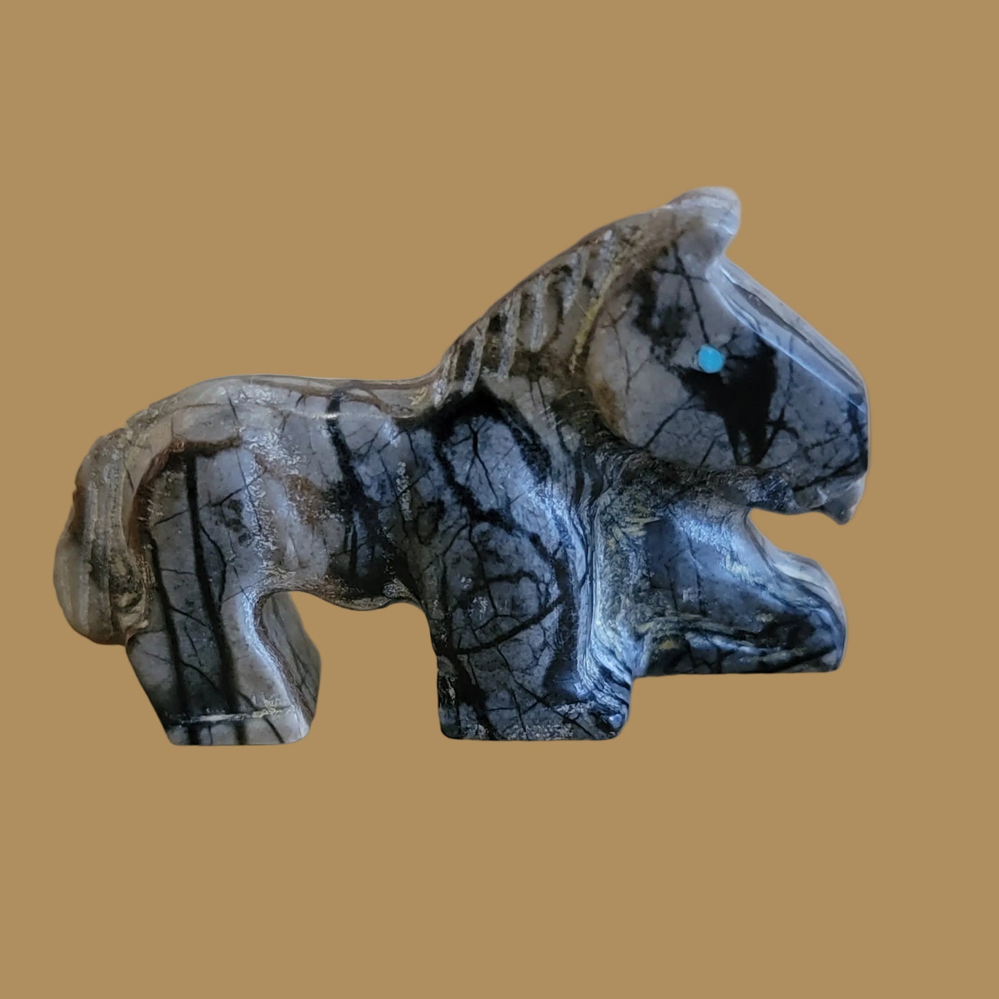 Mare and Colt Horses w/ Handprint Zuni Fetish