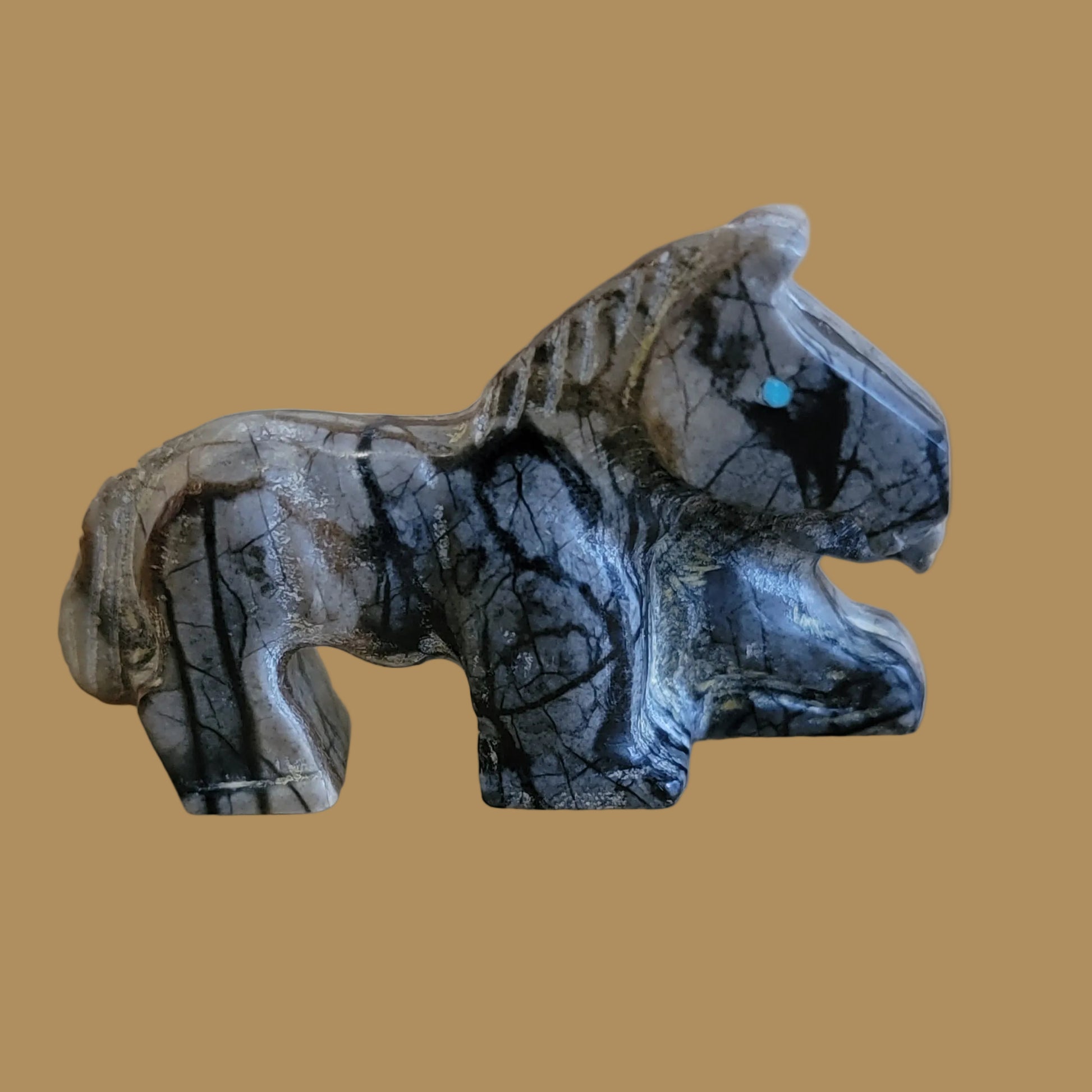 Mare and Colt Horses w/ Handprint Zuni Fetish