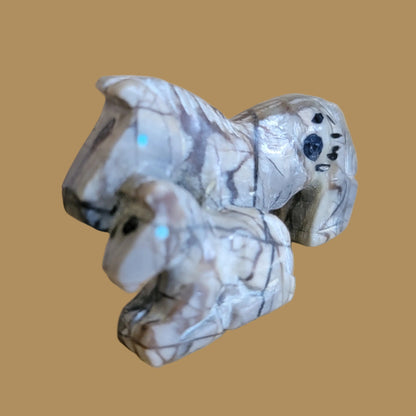 Mare and Colt Horses w/ Handprint Zuni Fetish