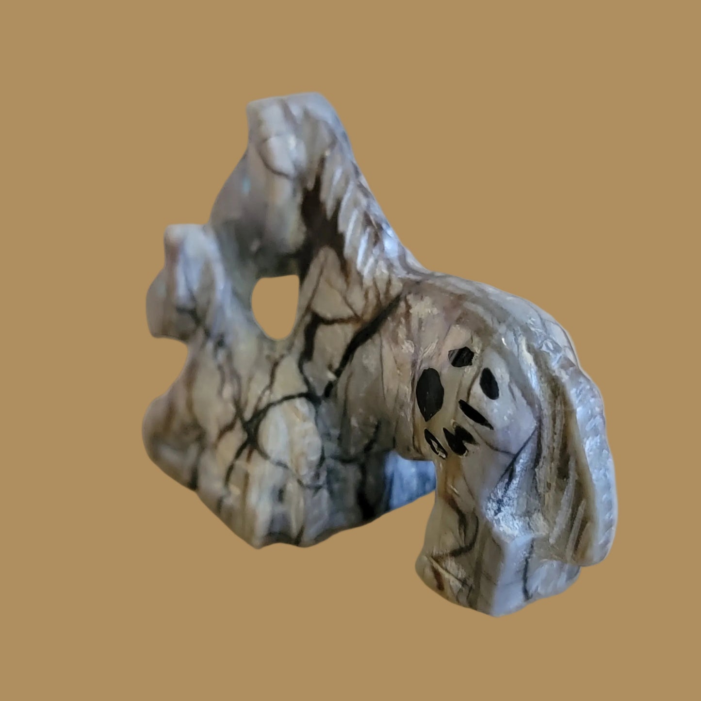 Mare and Colt Horses w/ Handprint Zuni Fetish