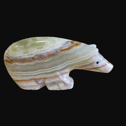 Onyx Bear w/Colorful Heartline Zuni Fetish