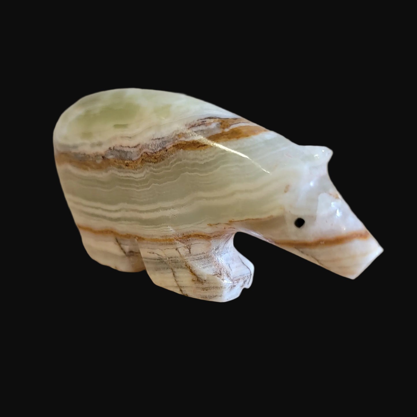 Onyx Bear w/Colorful Heartline Zuni Fetish