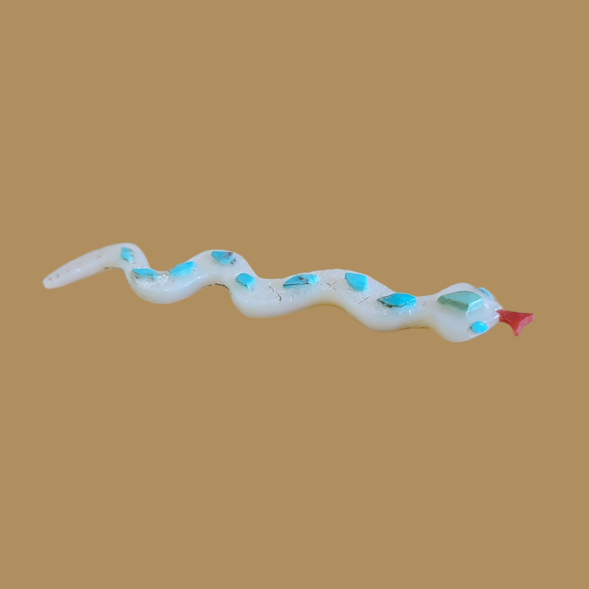 Slithering and Shimmering Mother of Pearl Snake Zuni Fetish