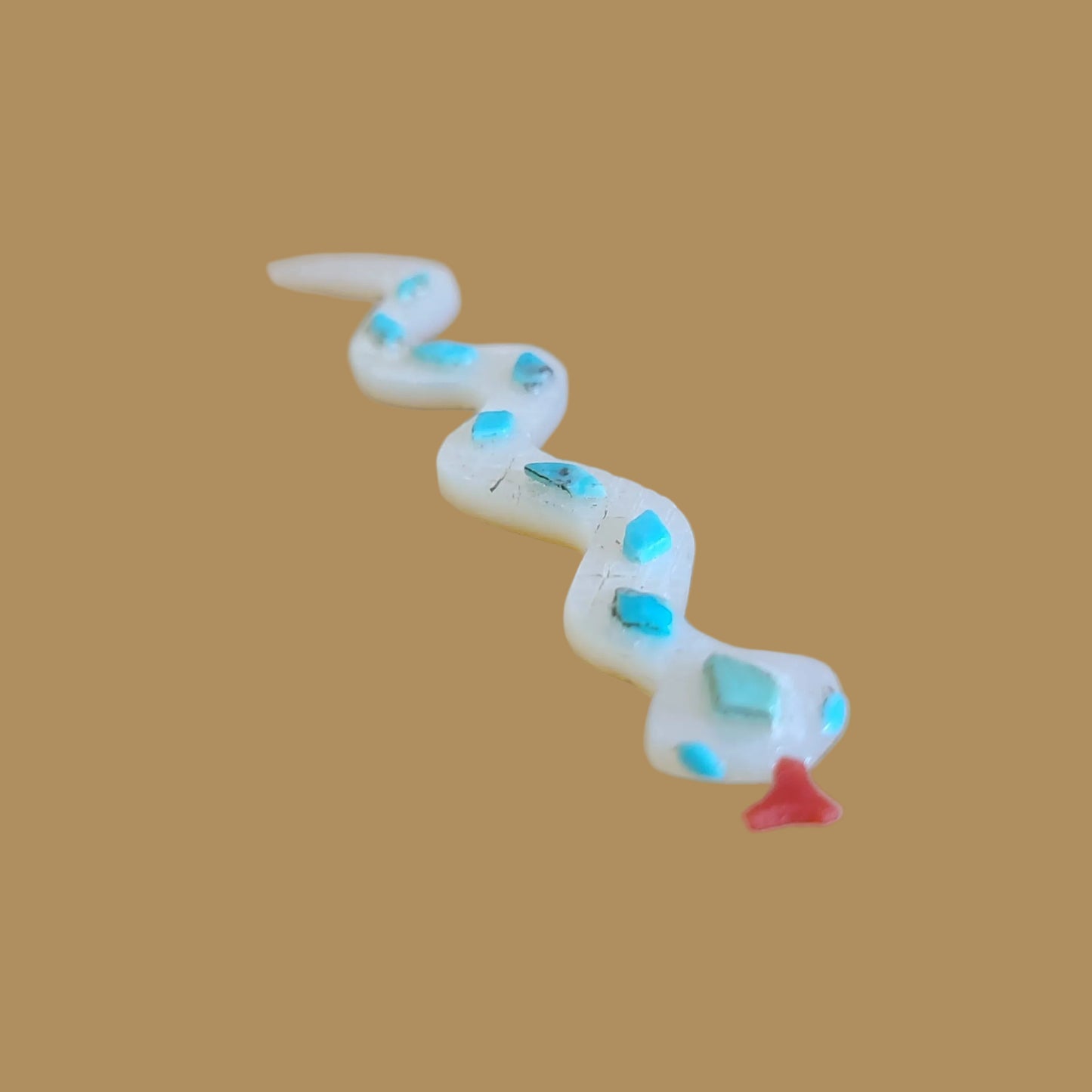 Slithering and Shimmering Mother of Pearl Snake Zuni Fetish