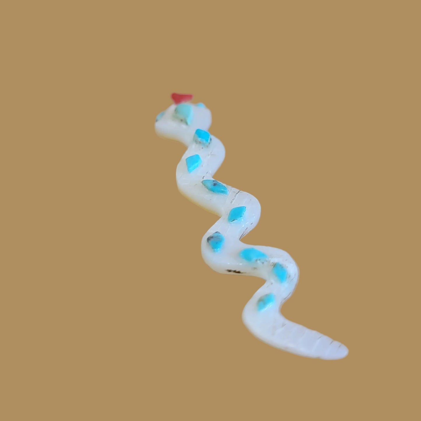 Slithering and Shimmering Mother of Pearl Snake Zuni Fetish