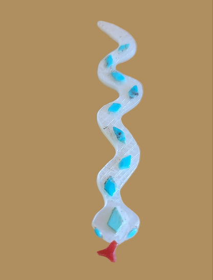 Slithering and Shimmering Mother of Pearl Snake Zuni Fetish