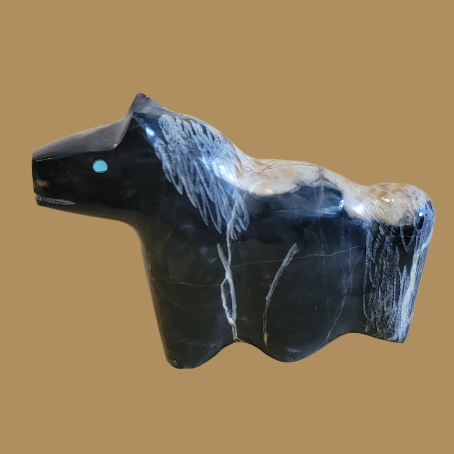 Egyptian Marble Healing Horse Zuni Fetish