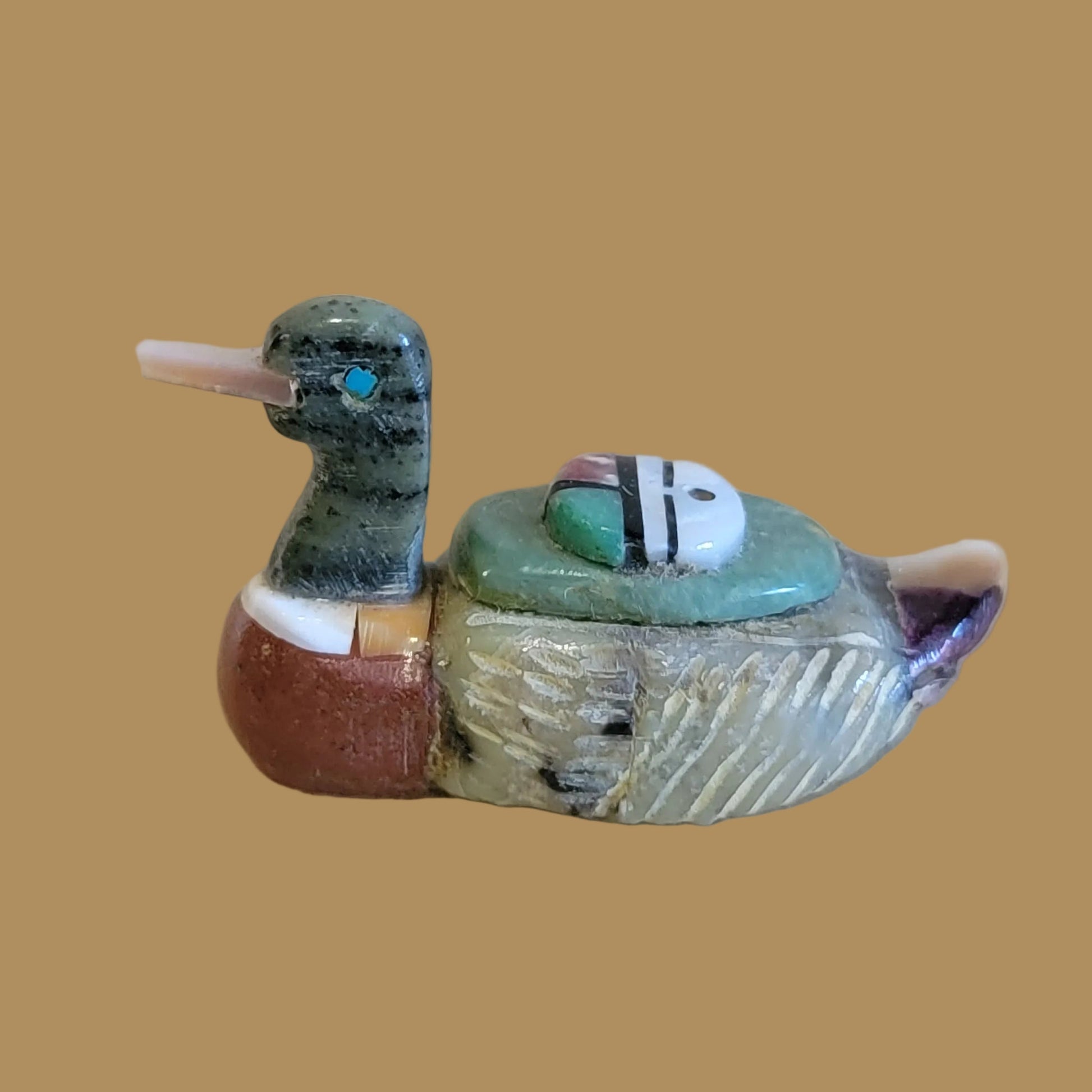 Spiritual Multi Stone/Shell Zuni Fetish Duck