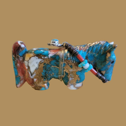 Beautiful Composite Horse w/ Fancy Bridle and Sterling Jewelry Zuni Fetish