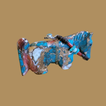 Beautiful Composite Horse w/ Fancy Bridle and Sterling Jewelry Zuni Fetish