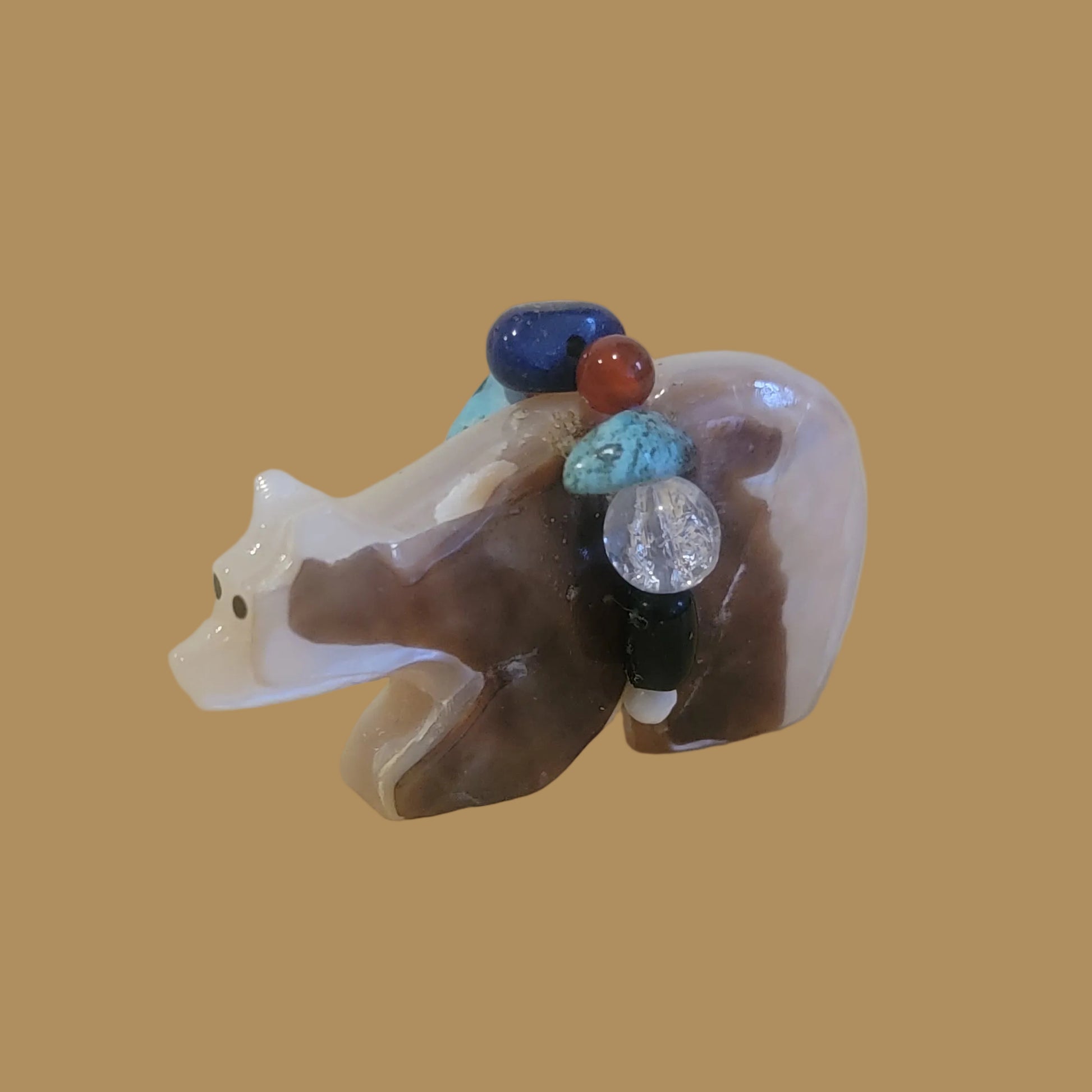 Mother of Pearl Bear w/ Fancy Bundle Zuni Fetish