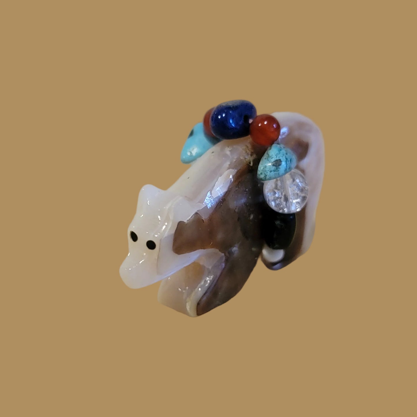 Mother of Pearl Bear w/ Fancy Bundle Zuni Fetish