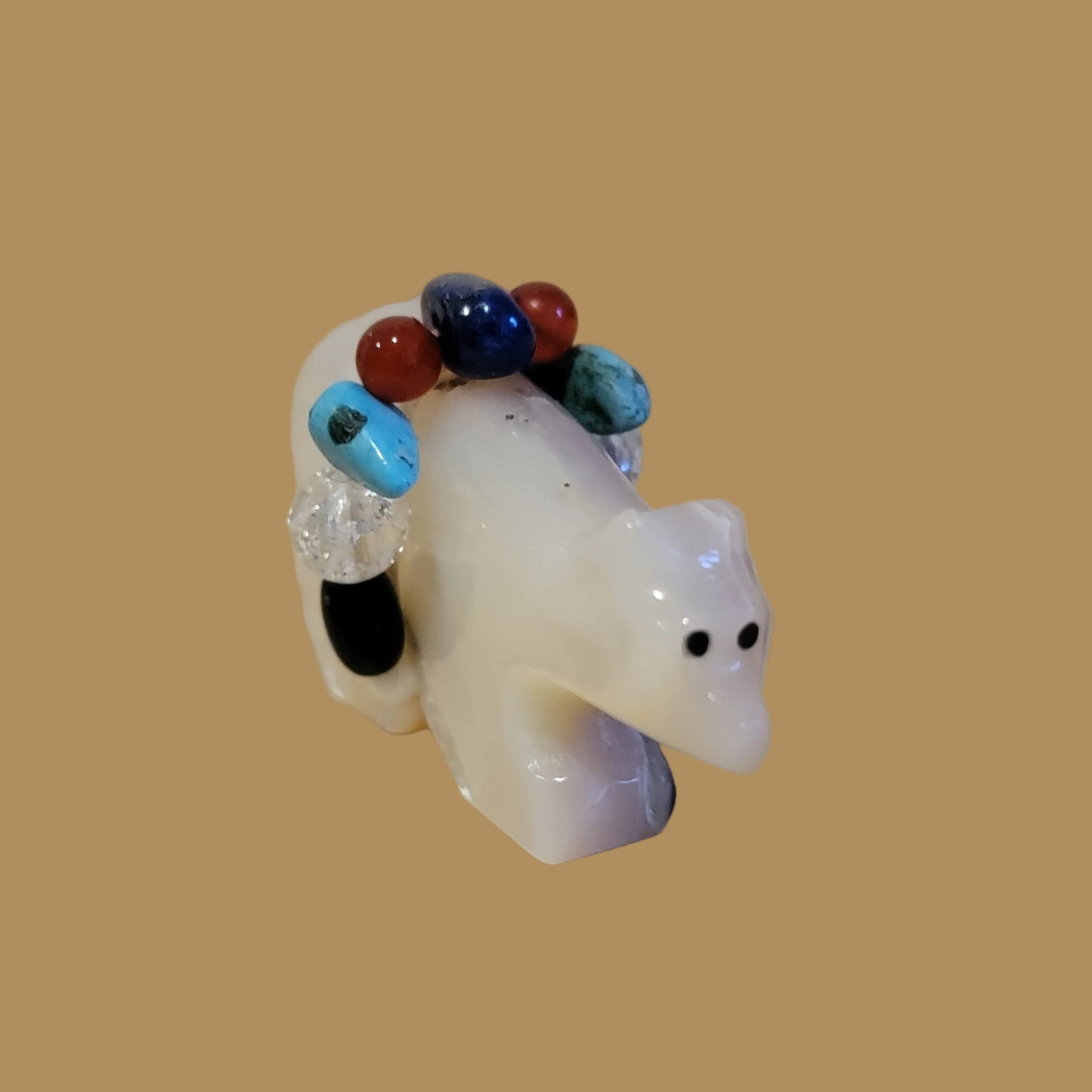 Mother of Pearl Bear w/ Fancy Bundle Zuni Fetish
