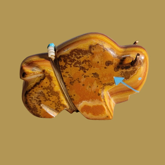 Navajo Onyx Bison w/ Copper Horns Zuni Fetish