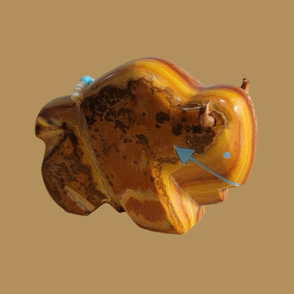 Navajo Onyx Bison w/ Copper Horns Zuni Fetish