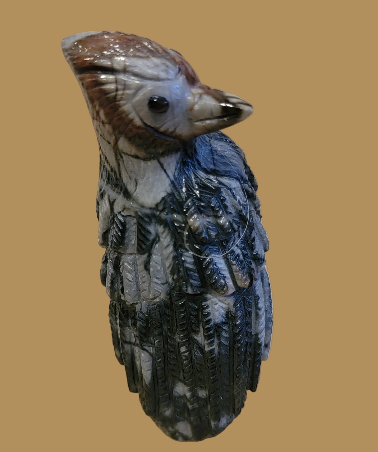 Beautiful Bright Eyed Picssso Marble Woodpecker Zuni Fetish