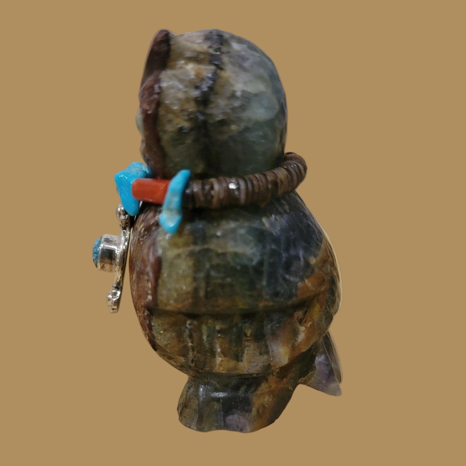 Cutie Hooty Fluorite Owl w/Bling Zuni Fetish