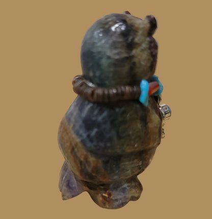 Cutie Hooty Fluorite Owl w/Bling Zuni Fetish