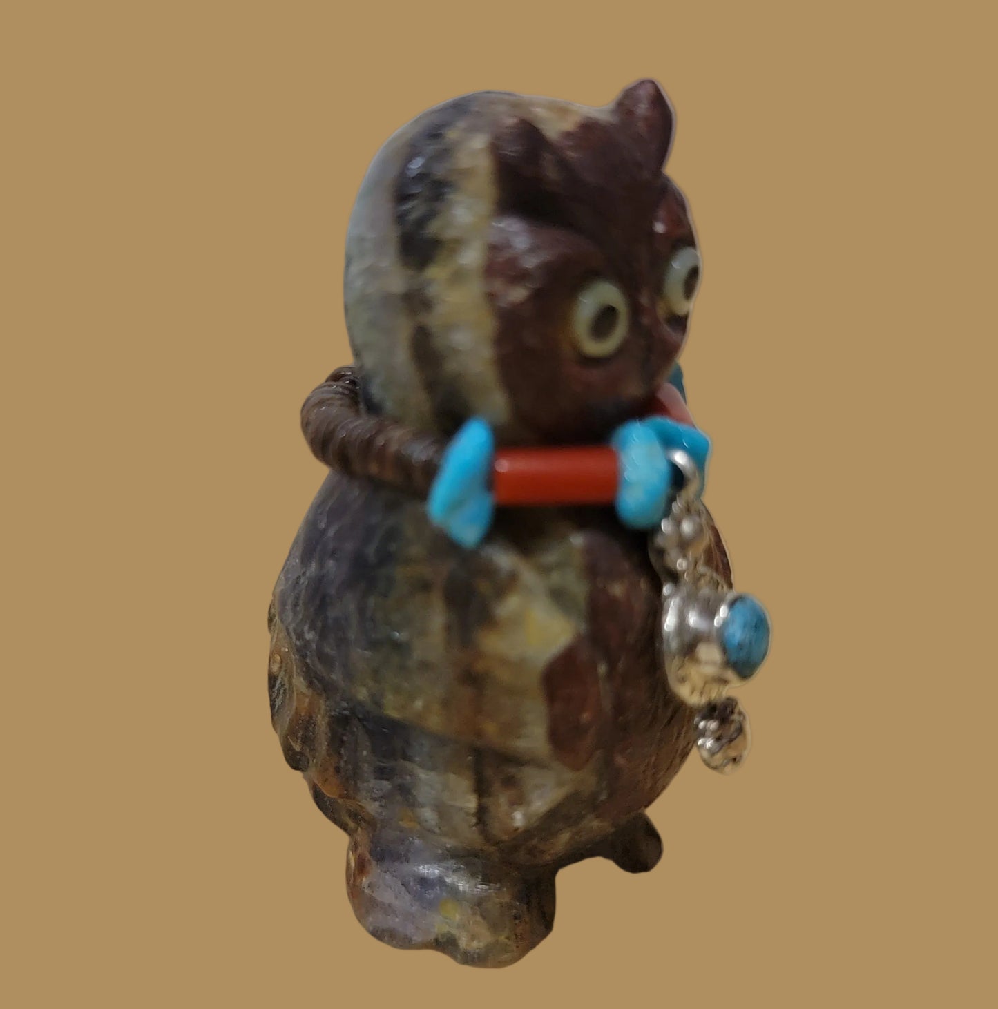 Cutie Hooty Fluorite Owl w/Bling Zuni Fetish