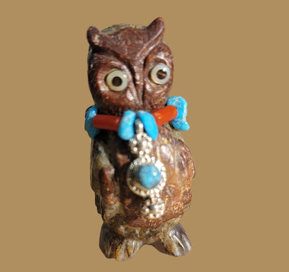 Cutie Hooty Fluorite Owl w/Bling Zuni Fetish