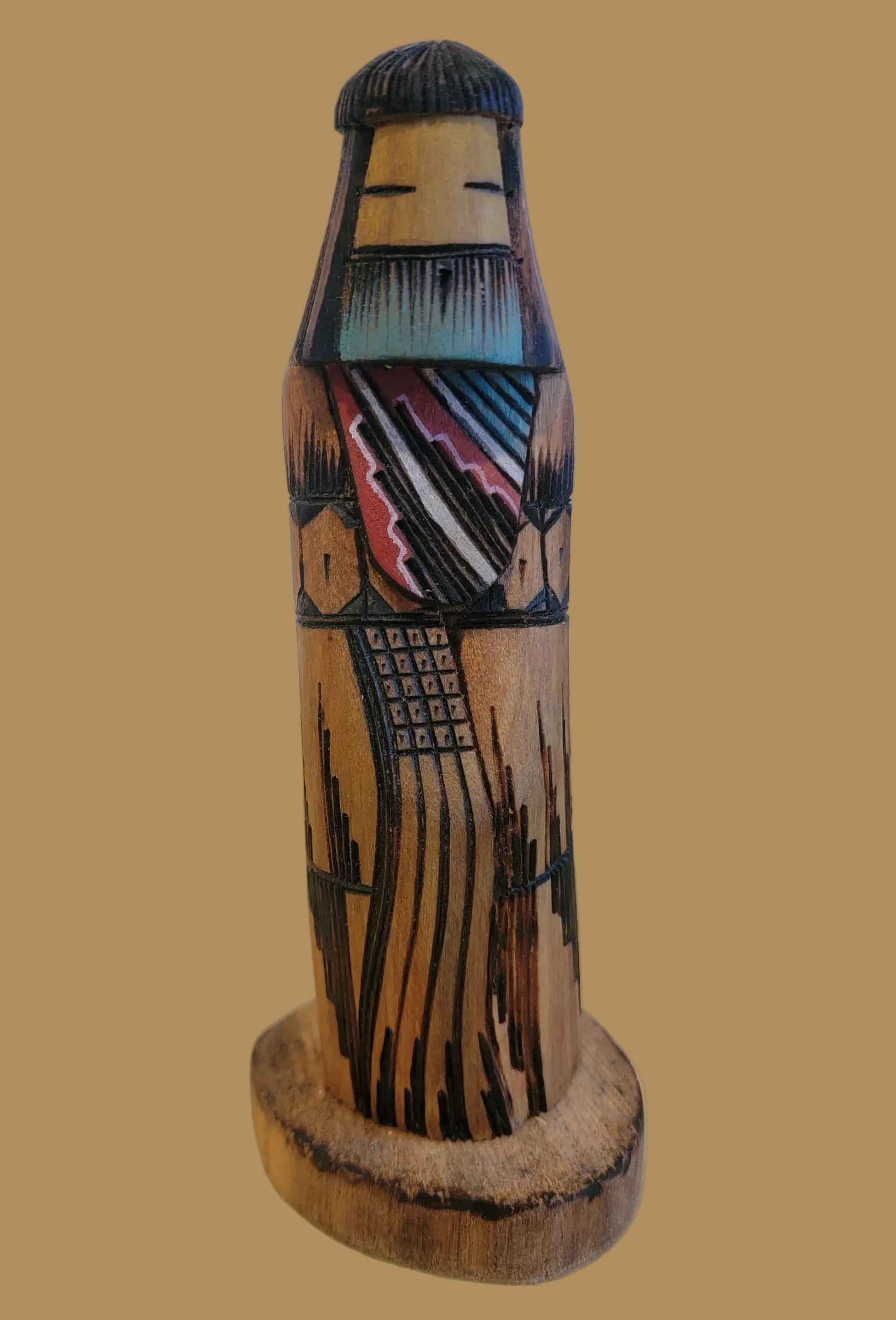 Long Haired Woodburned Navajo Butterfly Kachina