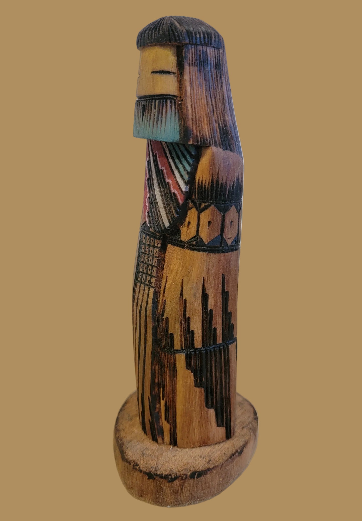 Long Haired Woodburned Navajo Butterfly Kachina